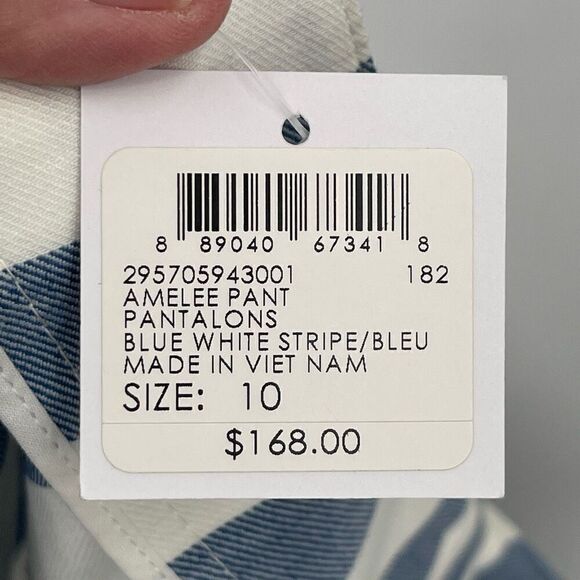 Club Monaco Blue White Stripes Amelee Crop Wide Leg Pants Size 10 NWT - Picture 8 of 8